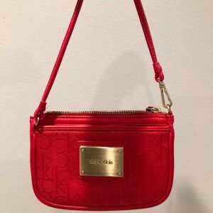red calvin klein clutch purse